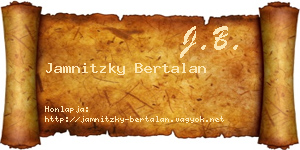 Jamnitzky Bertalan névjegykártya